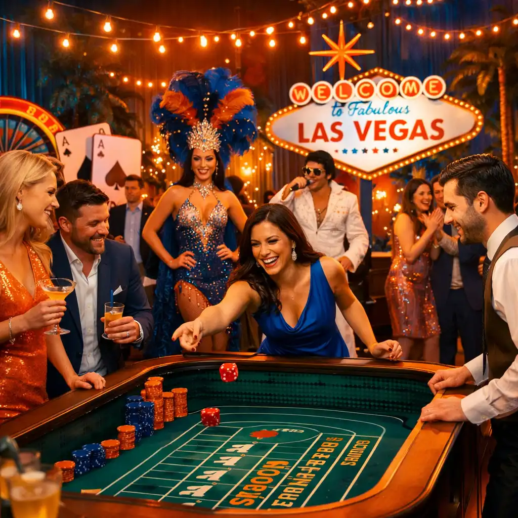 Goście podczas tematycznego prywatnego eventu inspirowanego Las Vegas